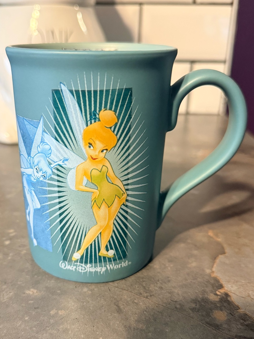 Disney Tinker Bell Teal and Yellow Ceramic Mug